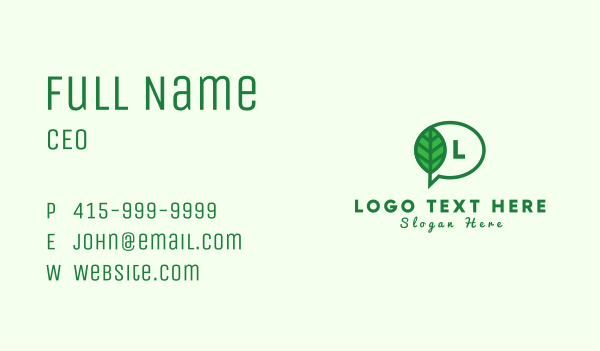 Green Environment Chat Letter Business Card Design Image Preview