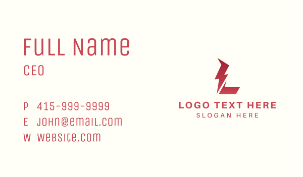 Electric Thunder Lightning Business Card Design Image Preview