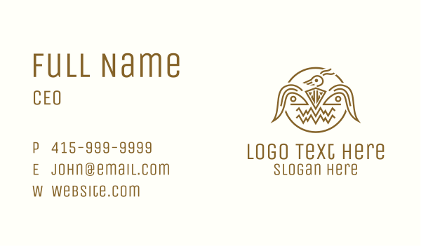 Golden Aztec Bird Badge Business Card Design