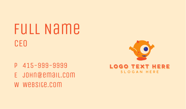 Cute Orange Cyclops  Business Card Design Image Preview