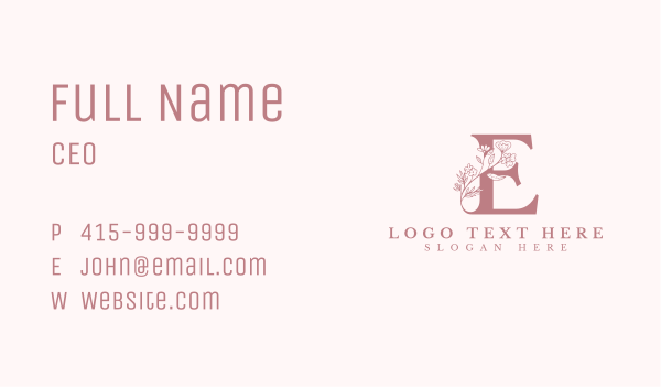 Elegant Floral Letter E Business Card Design Image Preview