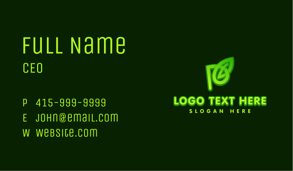 Green Leaf Letter P Business Card Design Image Preview