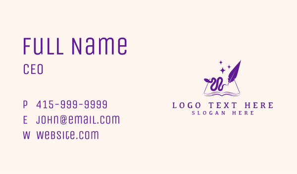 Quill Pen Snake Business Card Design Image Preview