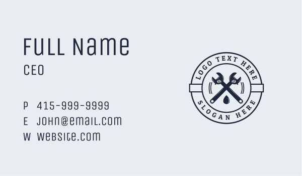 Hardware Wrench Droplet Business Card Design Image Preview