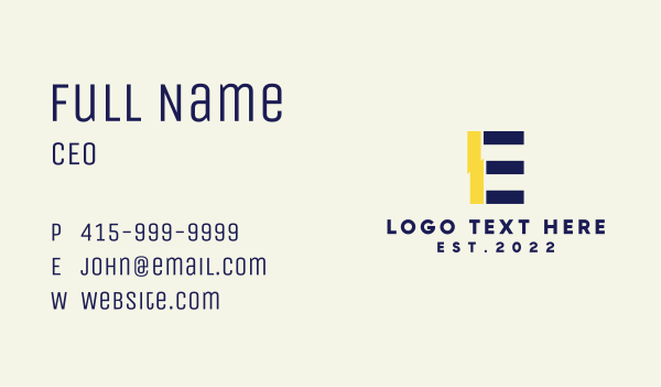 Letter E Bolt Business Card Design Image Preview