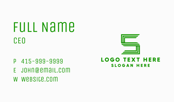 3D Tech Ribbon Letter S Business Card Design Image Preview