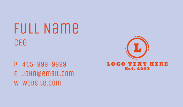 Orange Bold Letter Business Card Design Image Preview
