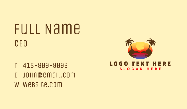 Tropical Beach Sunset Business Card Design Image Preview