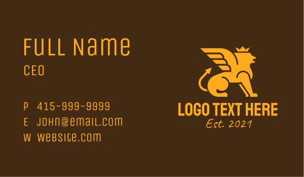 Golden Lion Griffin  Business Card Design