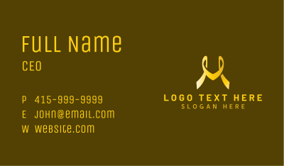 Golden Ribbon Letter M Business Card Image Preview