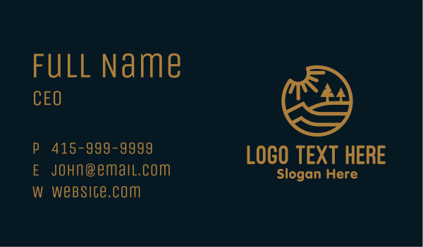 Gold Lakeside Outdoor Scene Business Card Design Image Preview