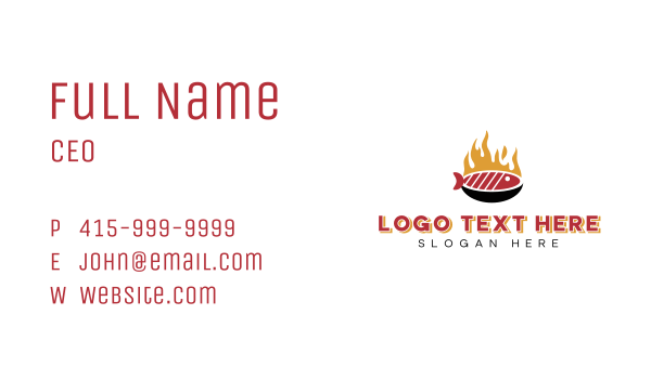 Flame Grill Fish Seafood Business Card Design Image Preview