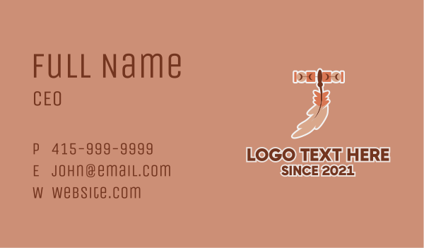 Tribal Feather Earring Business Card Design Image Preview