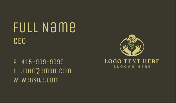 Eco Flower Rose Hand Business Card Design Image Preview