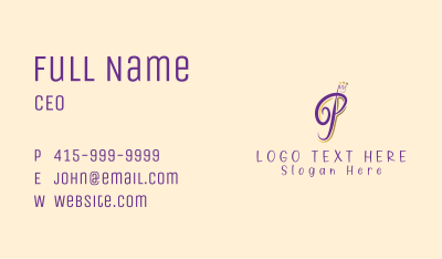 Pageant Crown Letter P Business Card