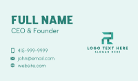 Green Gradient Letter R  Business Card Preview