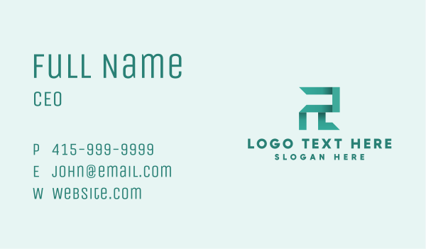 Green Gradient Letter R  Business Card Design Image Preview