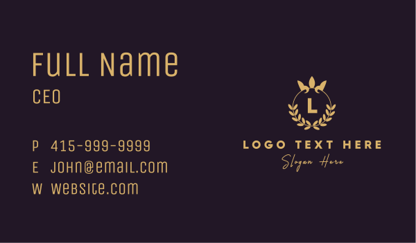 Gold Crown Wreath Letter Business Card Design Image Preview