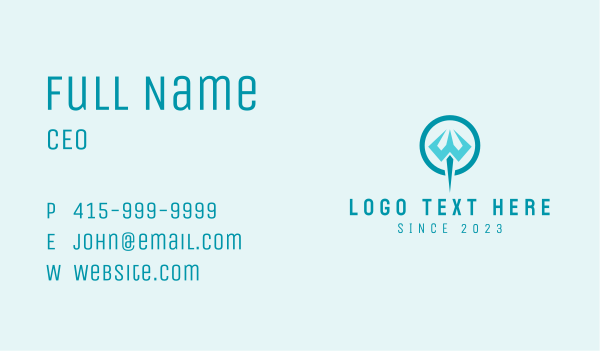 Greek Trident Letter W  Business Card Design Image Preview