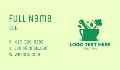 Green Mortar & Pestle Business Card Image Preview