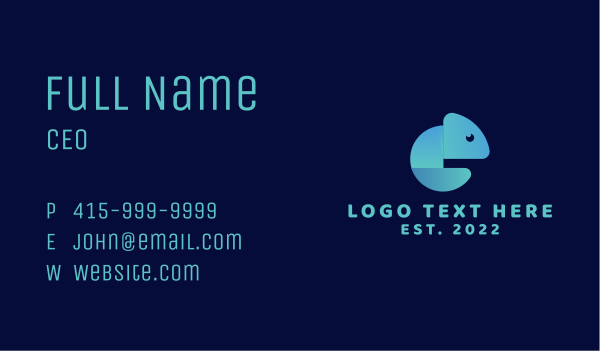 Gradient Blue Chameleon Business Card Design Image Preview