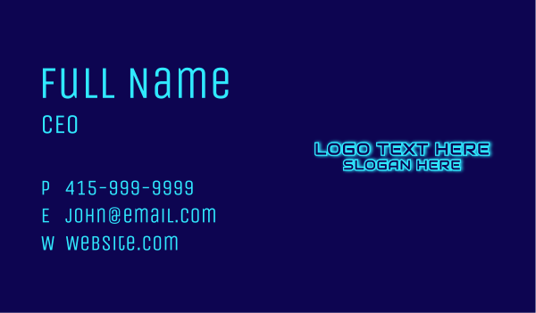 Futuristic Blue Neon Signage Business Card Design Image Preview