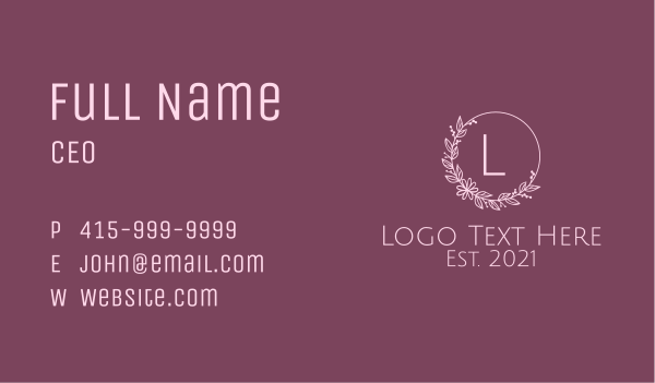 Floral Wreath Letter Business Card Design Image Preview