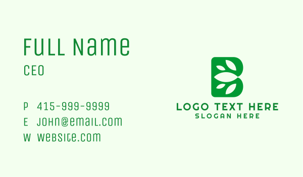 Green Organic Letter B Business Card Design Image Preview