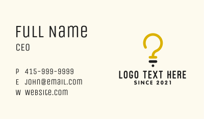 Question Mark Light Bulb  Business Card Image Preview