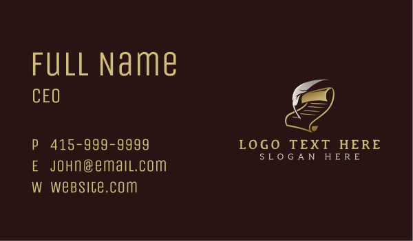 Writing Quill Feather Business Card Design Image Preview