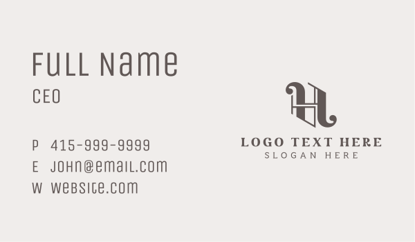 Classic Stylish Boutique Letter H Business Card Design Image Preview