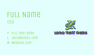 Green Graffiti Art Letter X Business Card Image Preview