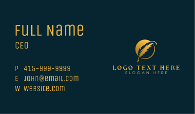 Gold Writing Quill Pen  Business Card Image Preview