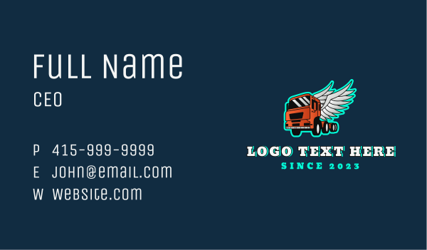 Trailer Truck Wings Business Card Design Image Preview