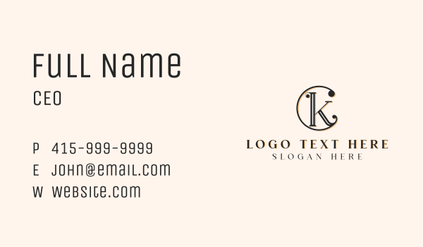 Elegant Jewelry Letter CK Business Card Design Image Preview
