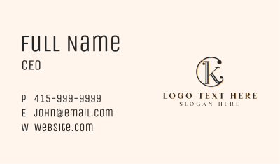 Elegant Jewelry Letter CK Business Card Image Preview