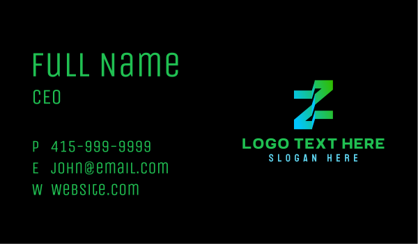 Digital 3D Letter Z Business Card Design Image Preview