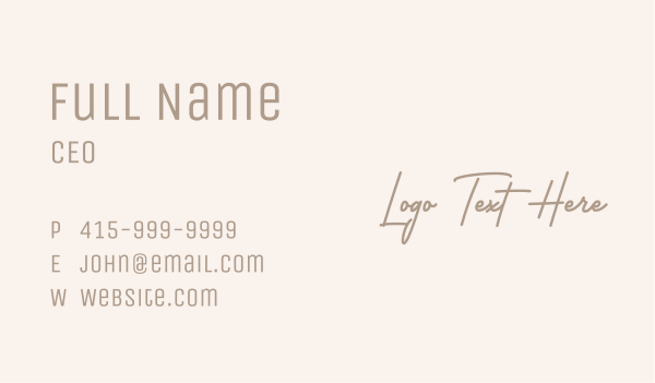 Elegant Signature Wordmark Business Card Design Image Preview