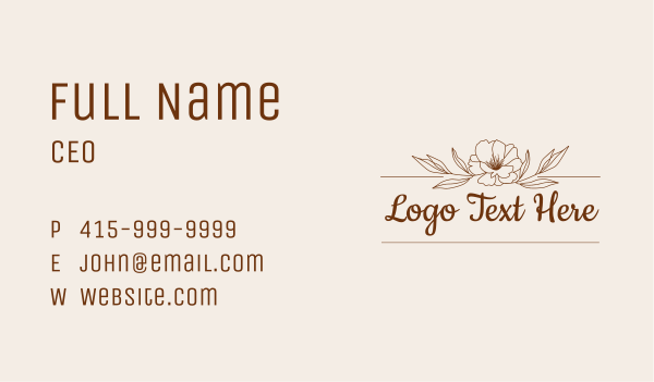 Brown Flower Outline  Business Card Design Image Preview