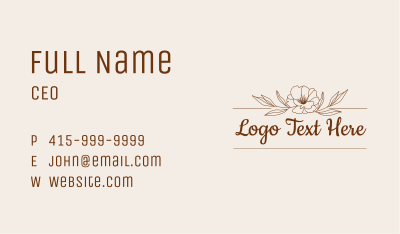 Brown Flower Outline  Business Card Image Preview