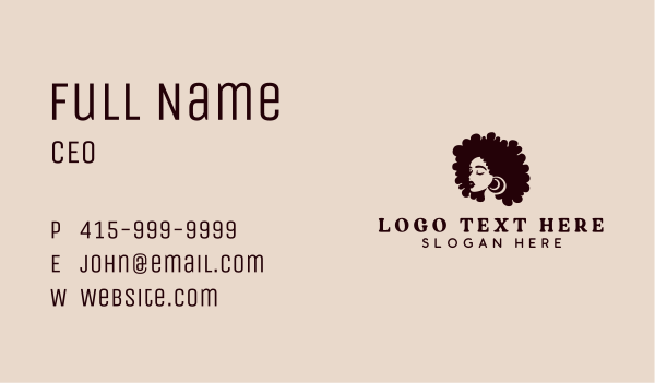 Curly Woman Salon Business Card Design Image Preview