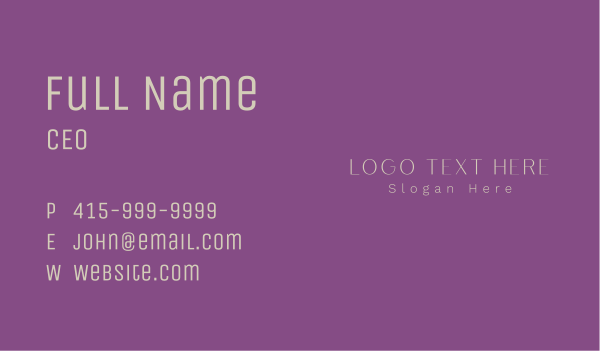 Elegant Minimalist Wordmark Business Card Design Image Preview