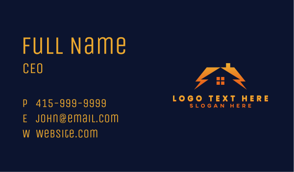 Electric Bolt House Business Card Design Image Preview