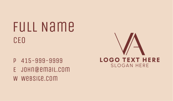 Stylist V & A Monogram Business Card Design Image Preview