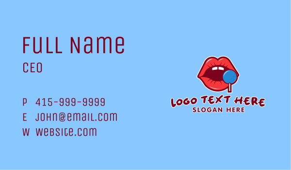 Sexy Lips Lollipop  Business Card Design Image Preview