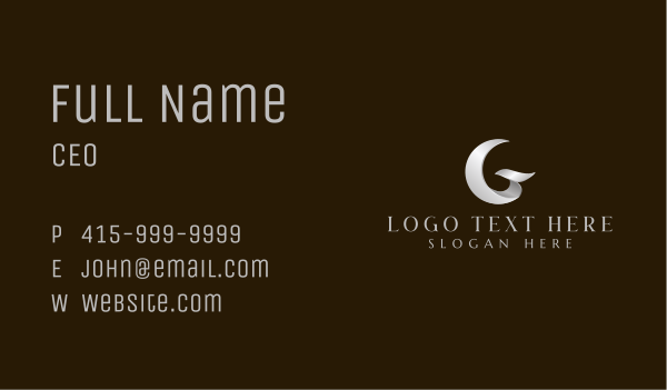 Metallic Jewelry Boutique Letter G Business Card Design Image Preview