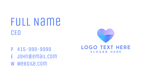 Ocean Water Heart Business Card Design Image Preview