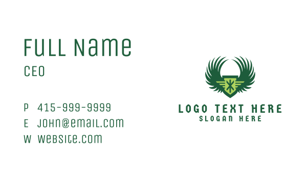 Green Winged Emblem  Business Card Design Image Preview
