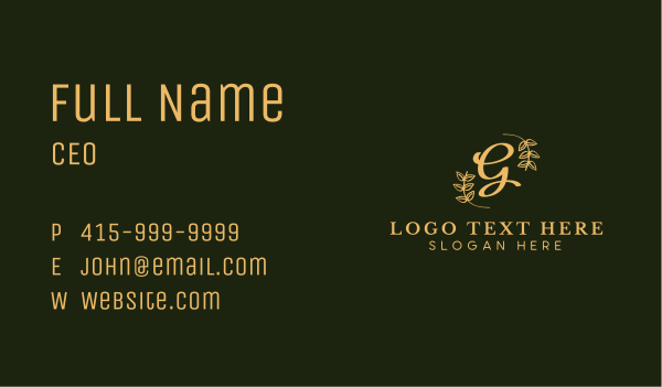 Golden Leaf Letter G Business Card Design Image Preview