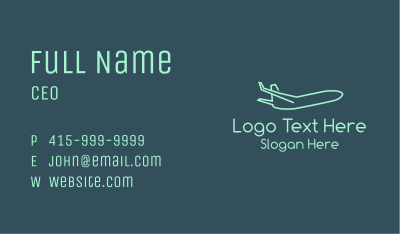 Minimalist Teal Airplane Business Card Image Preview